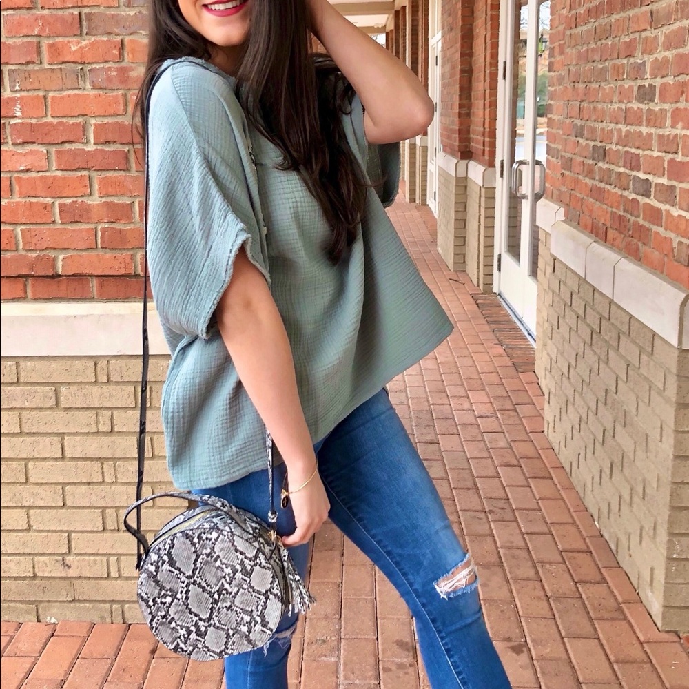NWT Grey Python Print Crossbody Bag